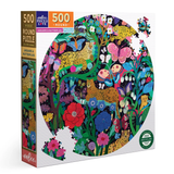 Jaguars and Butterflies - 500pc Round Puzzle | eeBoo | PZFJGB