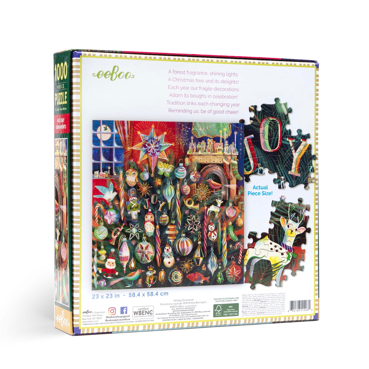 Holiday Ornaments - 1000pc Puzzle | eeBoo | PZTHYO