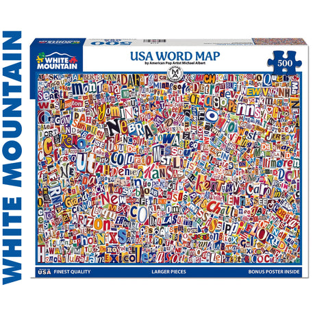 USA World Map - 500pc Puzzle | White Mountain | 2175pz