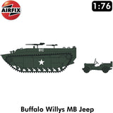 BUFFALO WILLYS MB JEEP US amphibious Landing Vehicle Tracked WWII 1:72 model kit AIRFIX A03302V