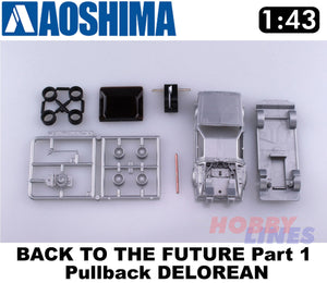 Back to the Future Part 1 Delorean Pull Back & Go 1:43 scale kit Aoshima 05475