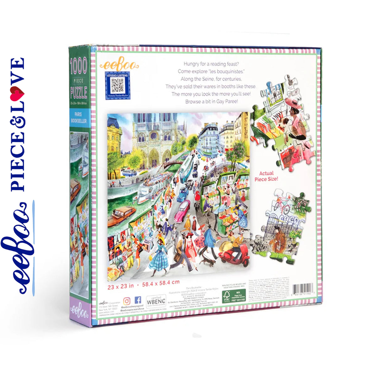 eeBoo PARIS BOOKSELLER 1000 pc Square Jigsaw Puzzle Super Deluxe PZTPBS
