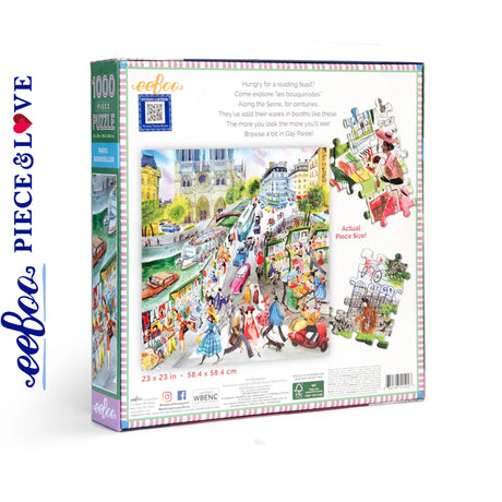 eeBoo PARIS BOOKSELLER 1000 pc Square Jigsaw Puzzle Super Deluxe PZTPBS