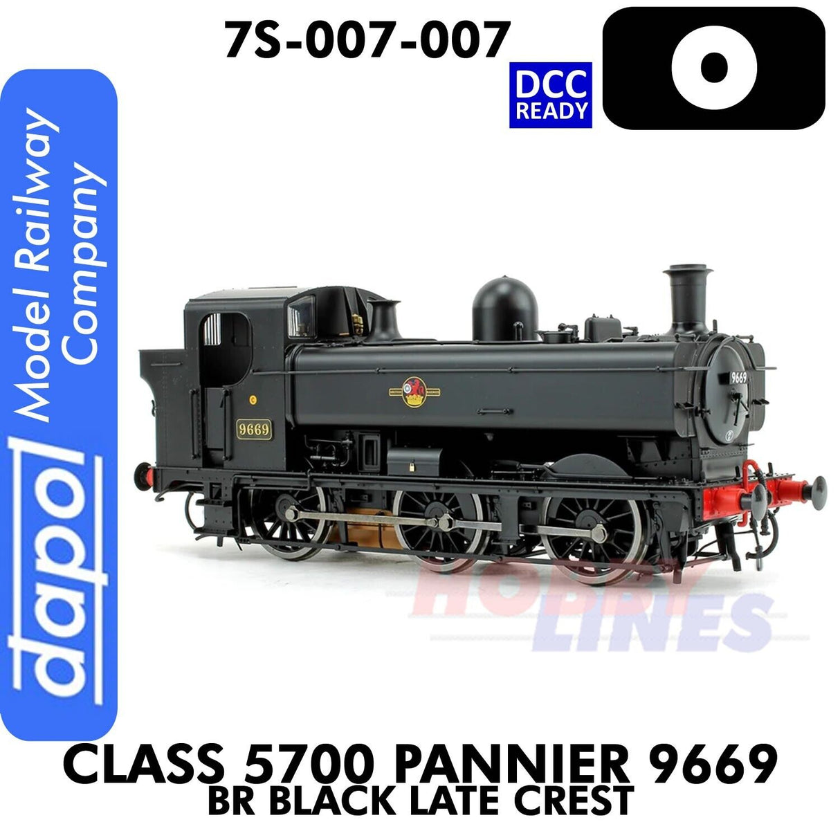 Class 5700 Pannier 9669 BR Black Late Crest - DCC Ready | Dapol | 7S-007-007