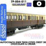 Autocoach GWR Twin Cities Crest 38 Chocolate & Cream Coach - DCC & Lightbar Ready | Dapol | 7P-004-011