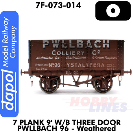 7 Plank Wagon 9'  W/B Three Door Pwllbach 96 - Weathered |  Dapol |7F-073-014