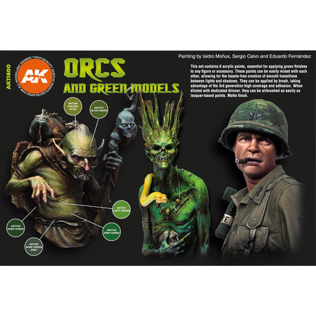 Orcs and Green Models - 3G Acrylic Paint x 6 |  AK interactive | AK11600