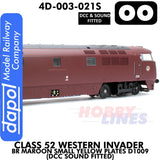 Class 52 Western Invader BR Maroon Small Yellow Panels D1009 - DCC Sound Fitted | Dapol | 4D-003-021S
