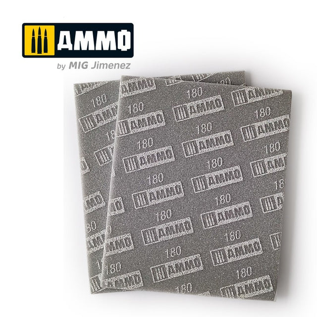 Sanding Sponge Sheet - 180 Grain - 2 pcs | Ammo by Mig Jimenez 