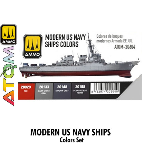 ATOM Modern US Navy Ships colors Set - 4 20ml Acrylic Paint |  Ammo by Mig Jimenez 