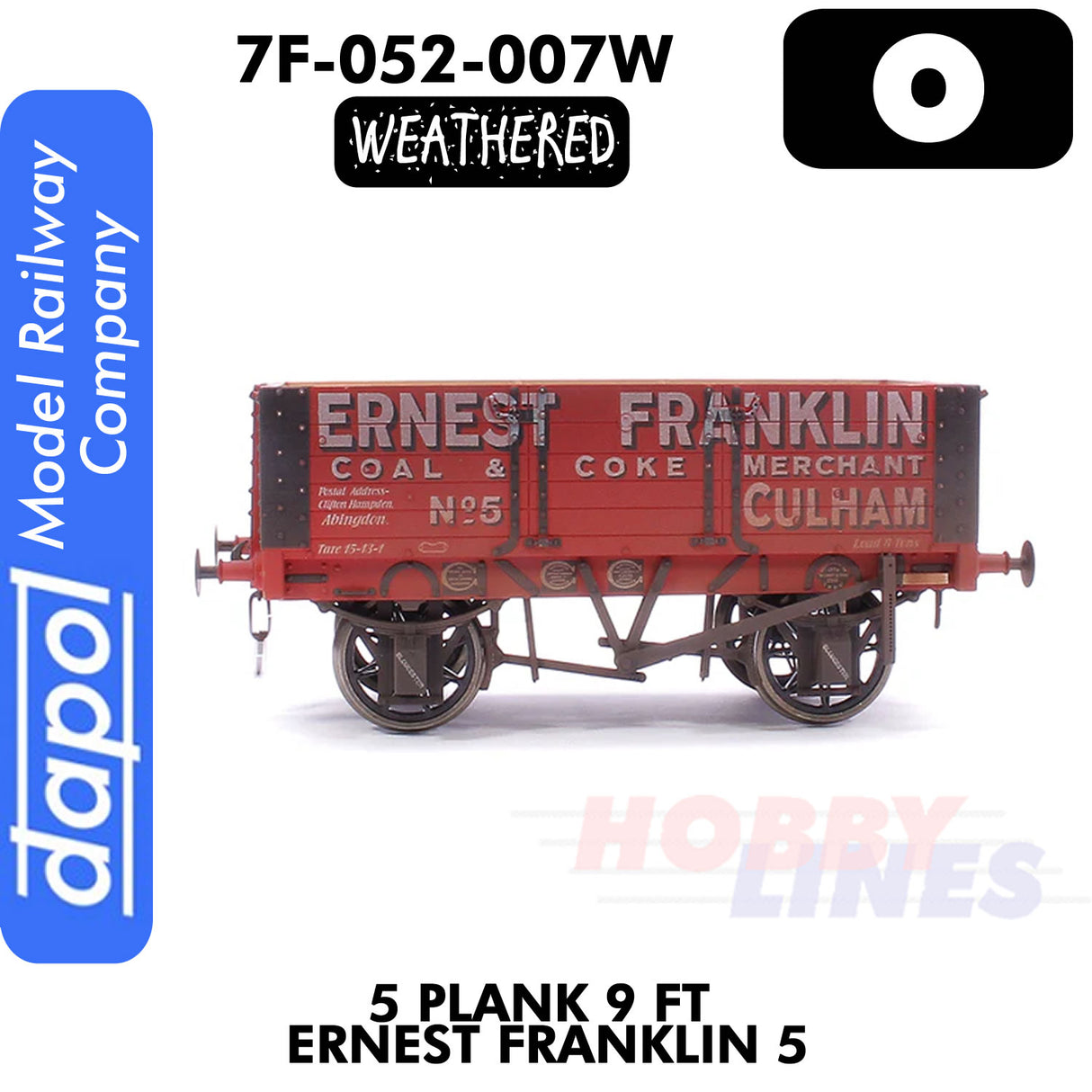 5 Plank 9 Ft Ernest Franklin 5 - Weathered Wagon  | Dapol | 7F-052-007W