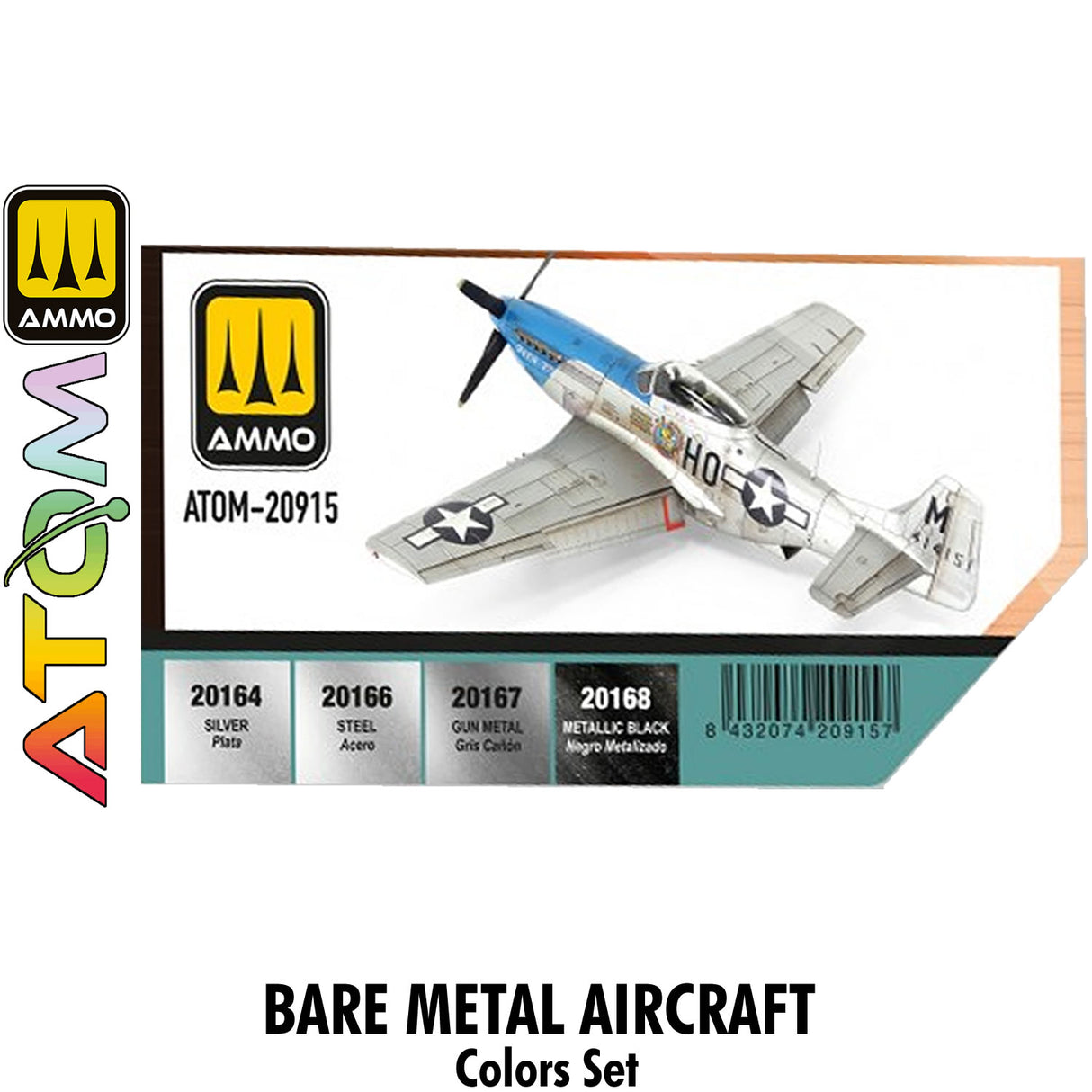 ATOM Bare Metal Aircraft Colors Set - 4 20ml Acrylic Paint | Ammo by Mig Jimenez  