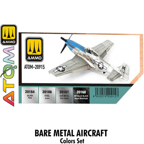ATOM Bare Metal Aircraft Colors Set - 4 20ml Acrylic Paint | Ammo by Mig Jimenez  