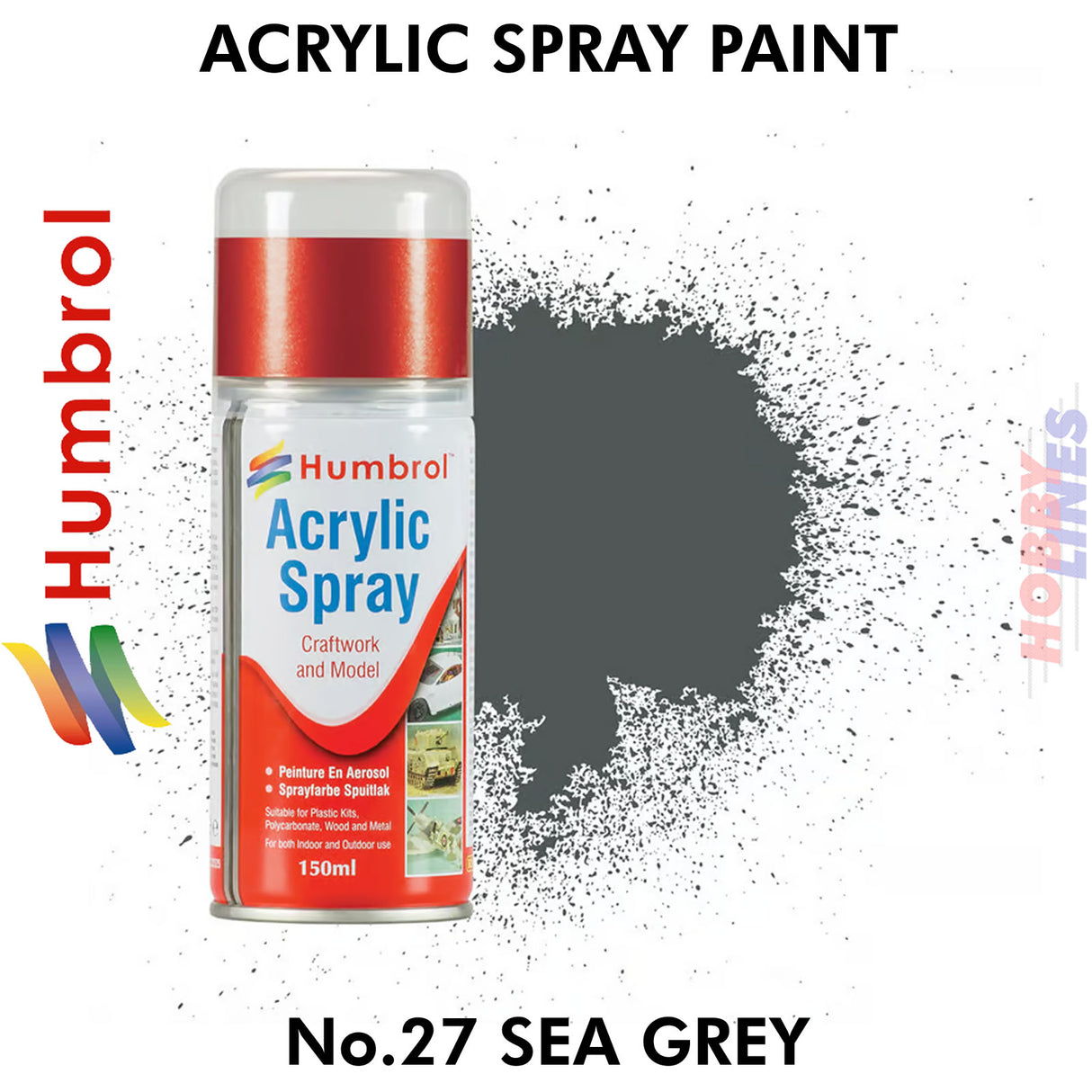 150ML Humbrol Sprays No 27 Sea Grey