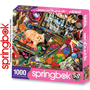 UNEXPECTED MEWS 1000 piece SPRINGBOK Jigsaw Puzzle Random Cut Super Deluxe