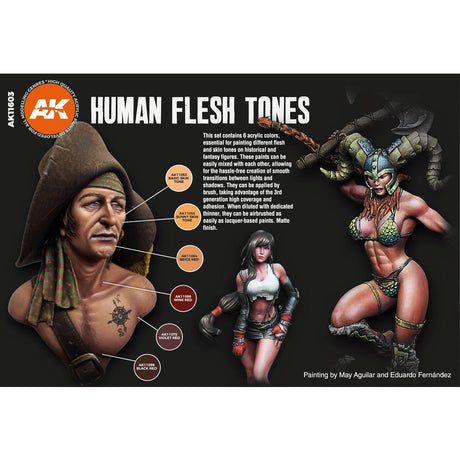 Human Flesh Tones - 3G Acrylic Paint x 6  | AK interactive | AK11603