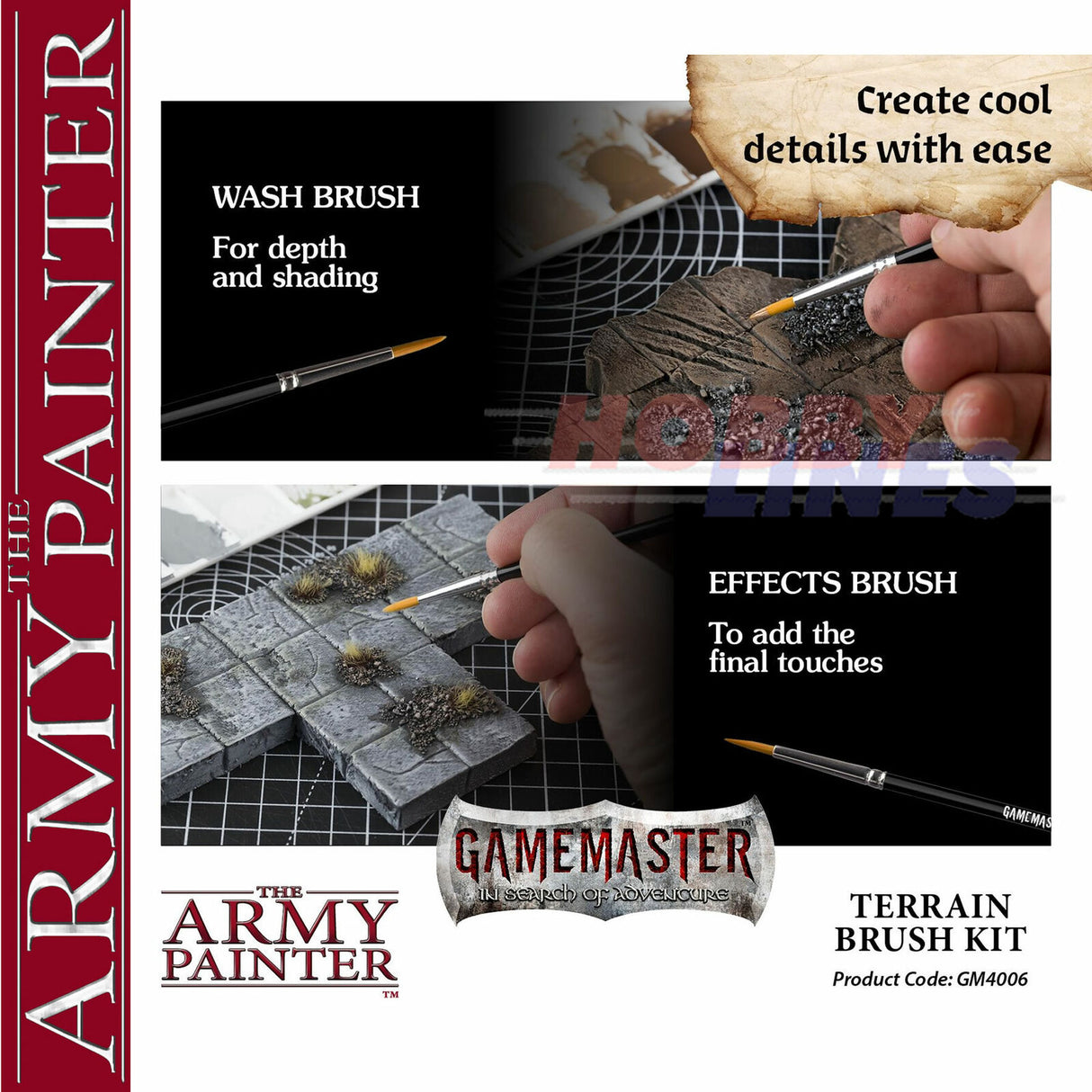 GAMEMASTER TERRAIN BRUSH KIT 4 top quality brushes The Army Painter GM4006P