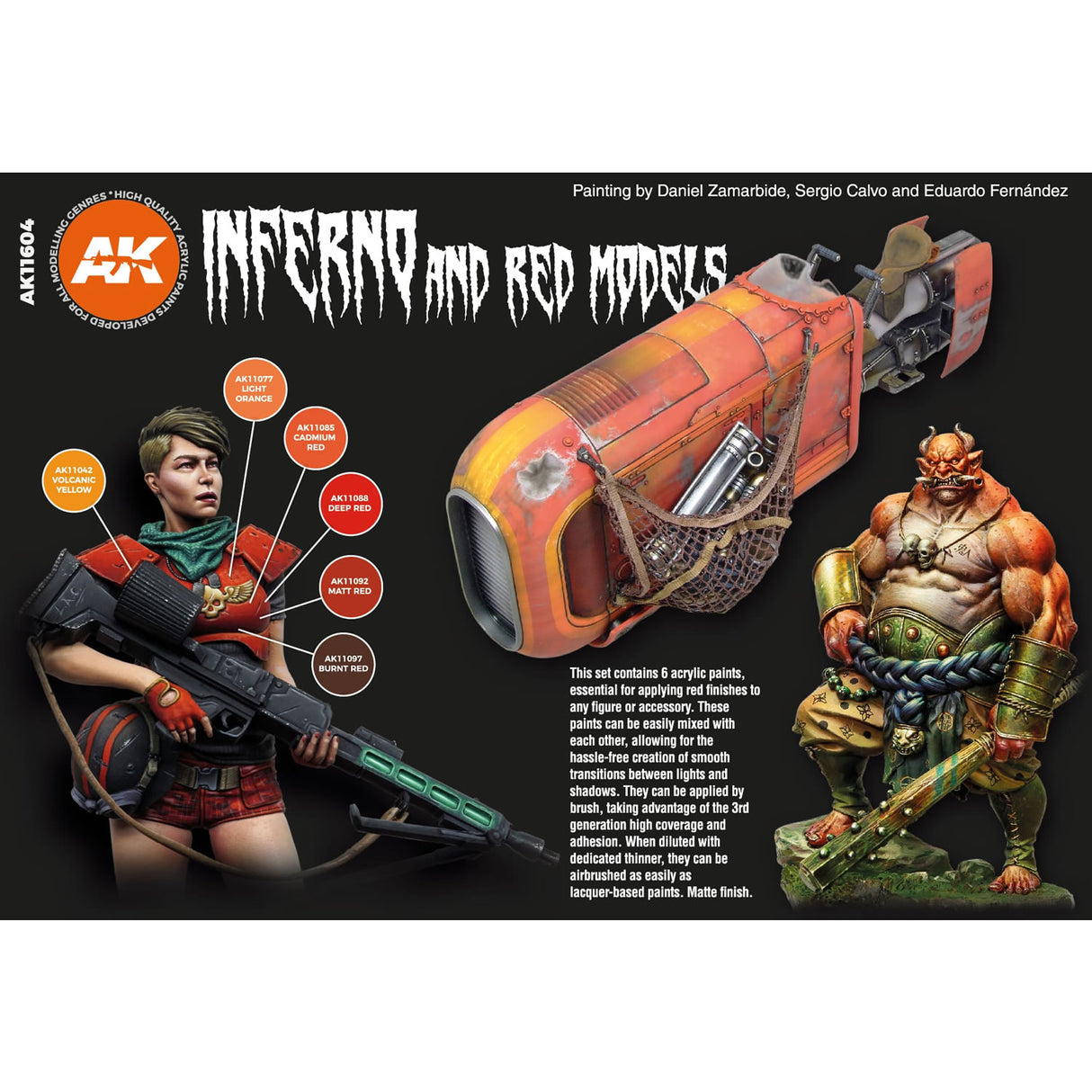 Inferno & Red Creatures - 3G Acrylic Paint x 6  | AK interactive | AK11604