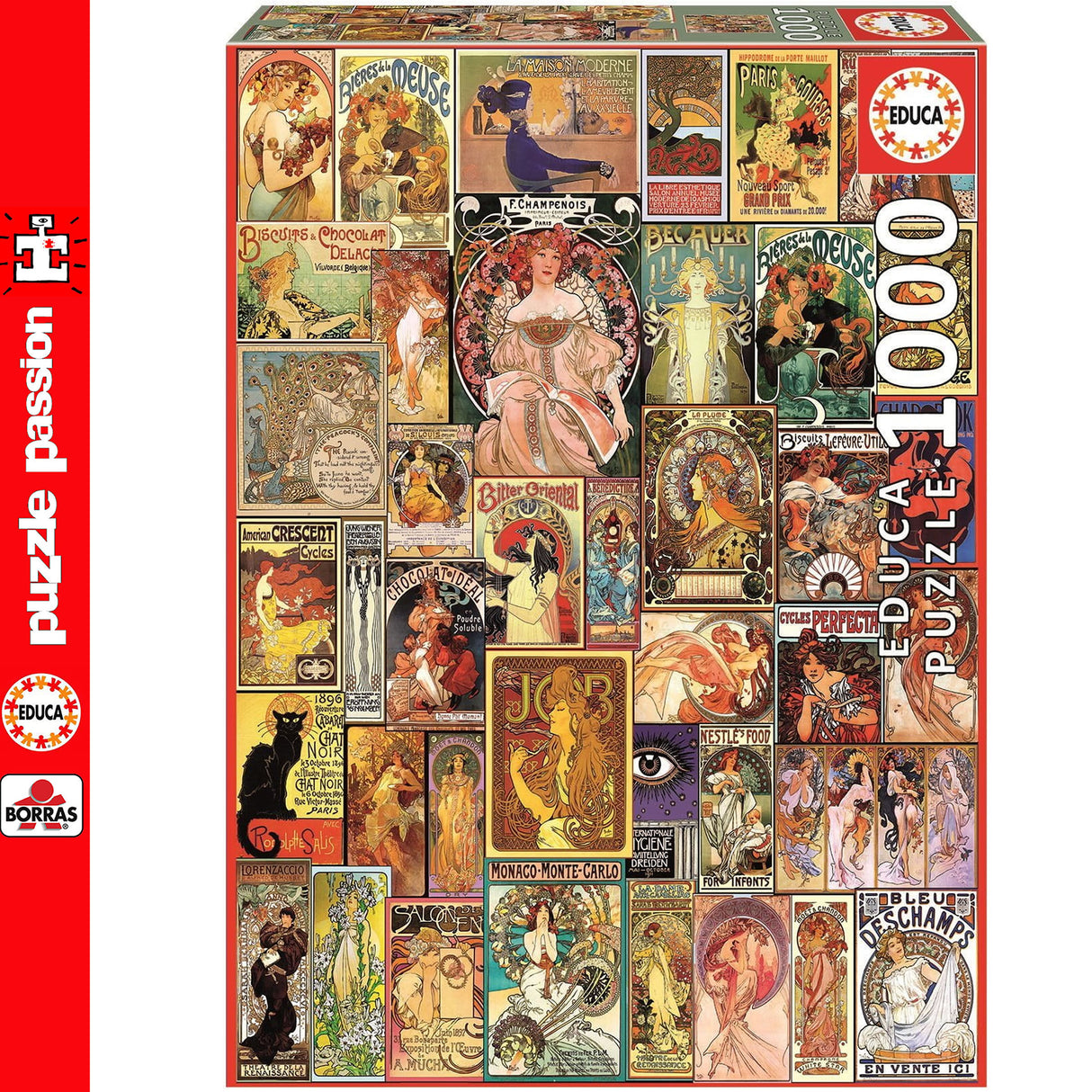 *Damaged Box* Art Nouveau Poster Collage 1000pc Puzzle | Educa | 19258