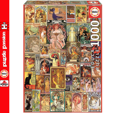 *Damaged Box* Art Nouveau Poster Collage 1000pc Puzzle | Educa | 19258