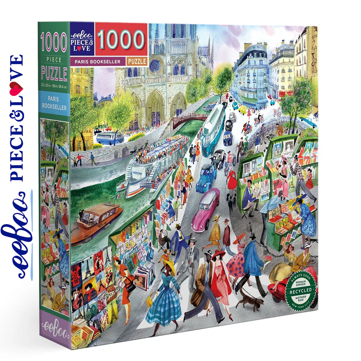 eeBoo PARIS BOOKSELLER 1000 pc Square Jigsaw Puzzle Super Deluxe PZTPBS