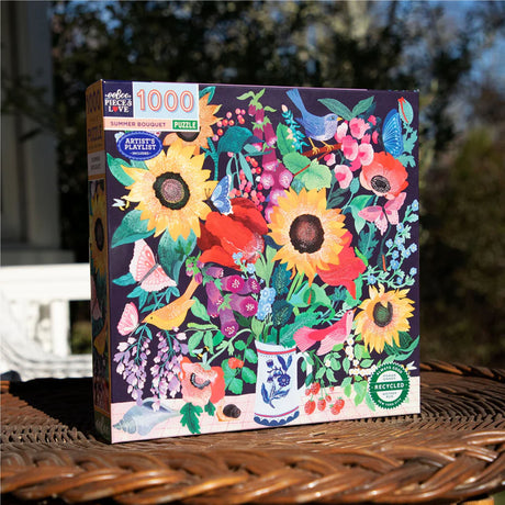 eeBoo SUMMER BOUQUET 1000 pc Square Jigsaw Puzzle Super Deluxe PZTSMB