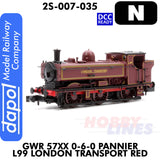 London Transport  - Pannier L99 - Red - DCC Ready | Dapol | 2S-007-035