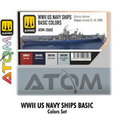 ATOM WWII US Navy Ships Basic Colours Set - 4 20ml Acrylic Paint | Ammo by Mig Jimenez 