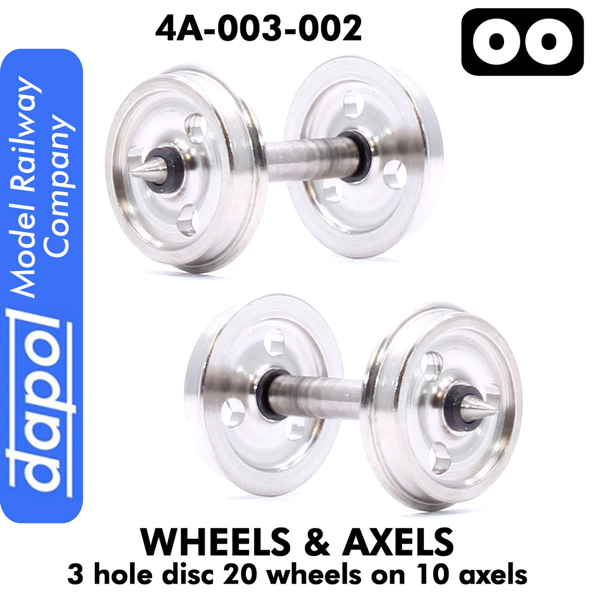 Wheels & Axels - 3 Hole Disc - 20 wheels on 10 axels |  Dapol |  4A-003-002