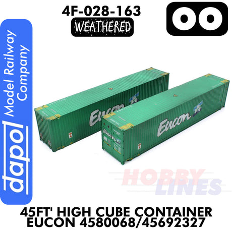 45ft Container High Cube Eucon Weathered 4580068 / 45692327 | Dapol |4F-028-163