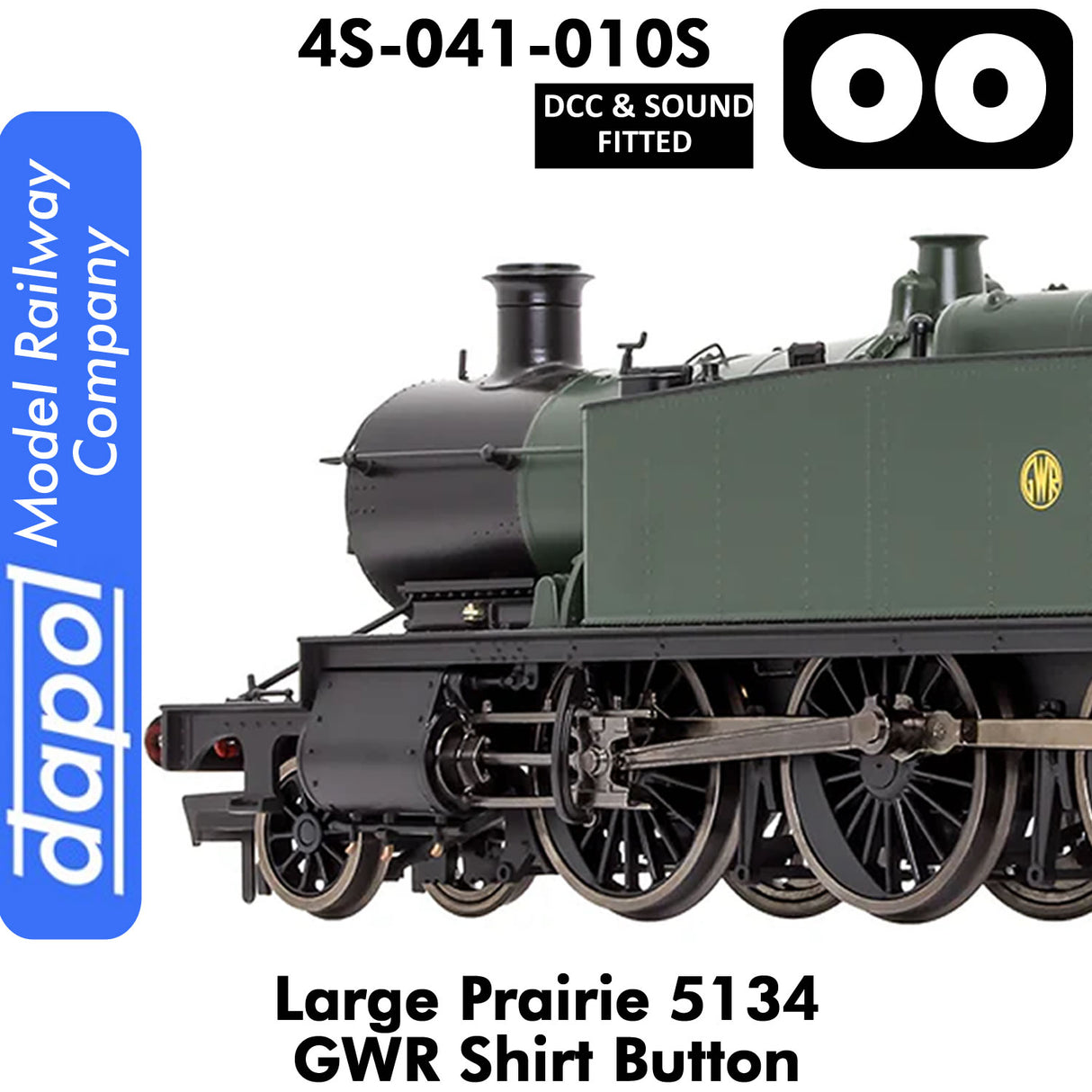 LARGE PRAIRIE 5134 GWR SHIRT BUTTON DCC & Sound Steam Locomotive | Dapol |  4S-041-010S