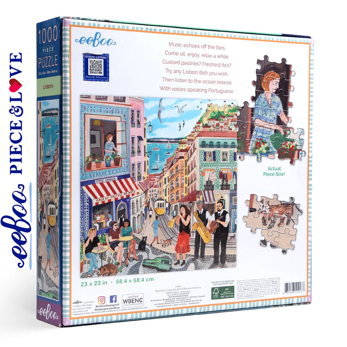 eeBoo LISBON 1000 pc Square Jigsaw Puzzle Super Deluxe PZTLSB
