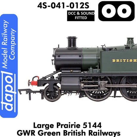 LARGE PRAIRIE 5144 BR Green DCC & Sound Steam Locomotive |  Dapol |  4S-041-012S
