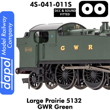 LARGE PRAIRIE 5132 GWR Green DCC & Sound Fitted Steam Locomotive |  Dapol | 4S-041-011S
