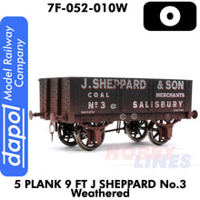 Load image into Gallery viewer, 5 Plank 9 Ft J Sheppard No3 Weathered 1:43 O gauge Dapol 7F-053-010
