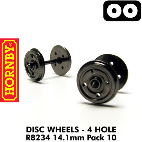 OO Gauge Disc Wheels & Axels 14.1mm - 10 Pack | Hornby |  R8234