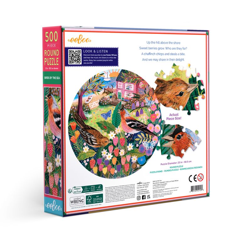 Birds by the Sea 500pc - Round Puzzle | eeBoo | PZF560