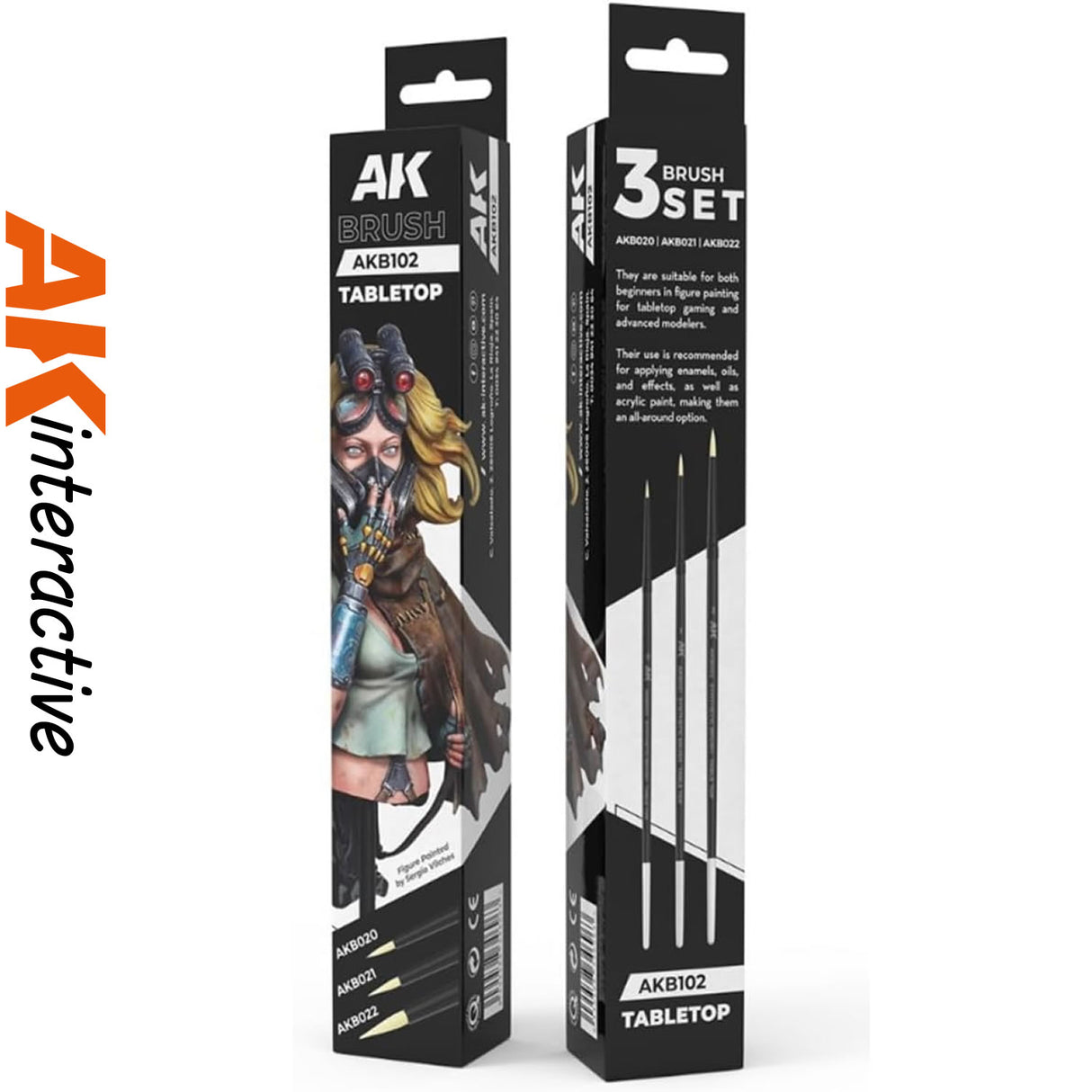 Tabeltop Synethic Brushes x 3 | AK interactive | AKB102