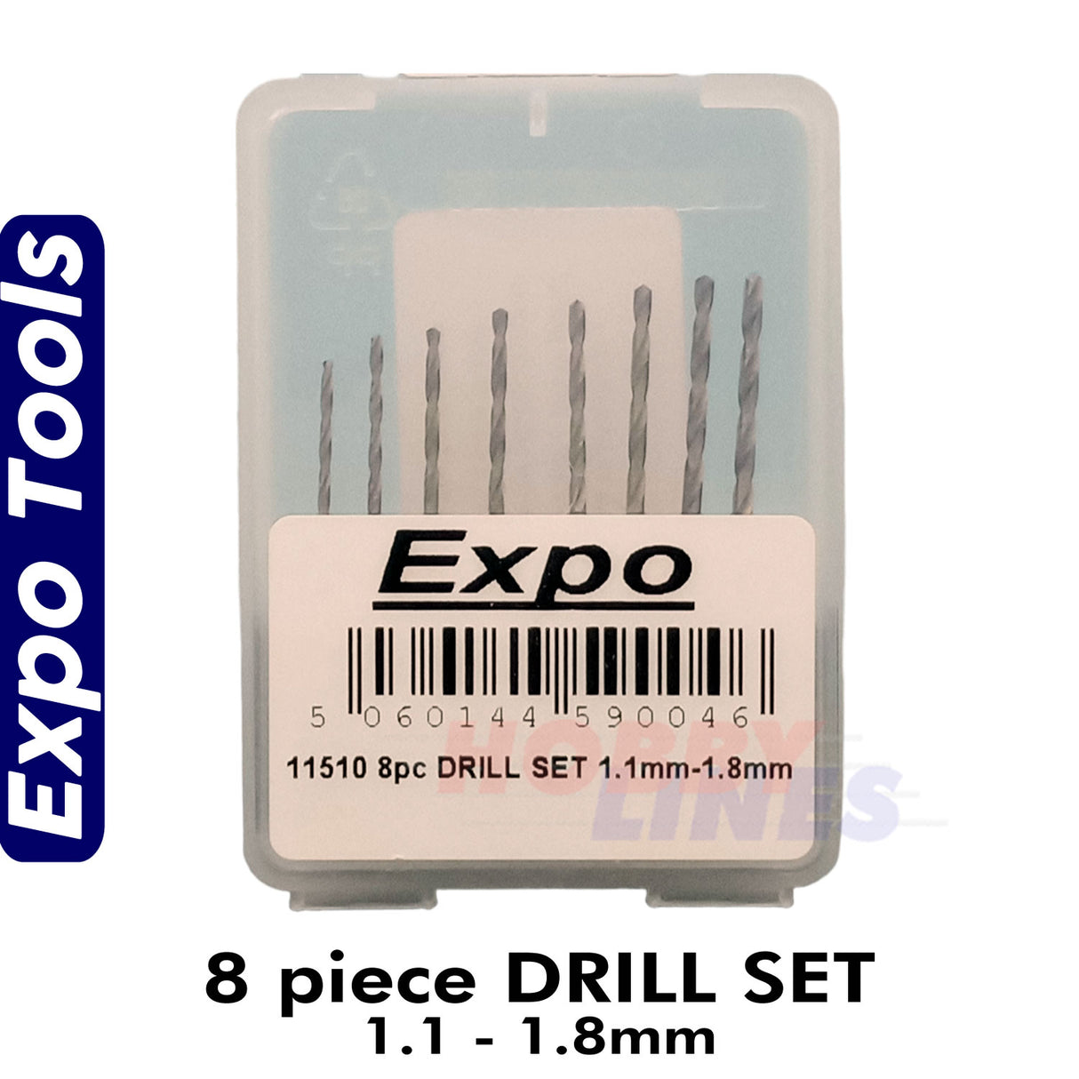 DRILL SET 1.1 - 1.8mm 8 piece set Expo Tools 11510