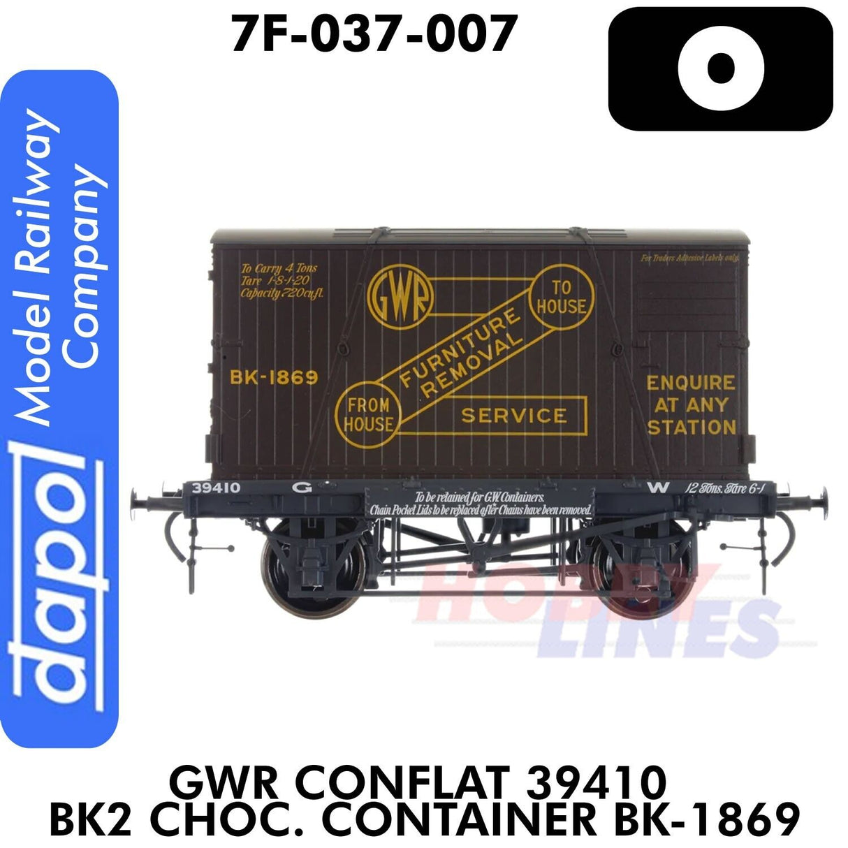 GWR Conflat 39410 BK2 Choc. Container BK-1869 | Dapol | 7F-037-007