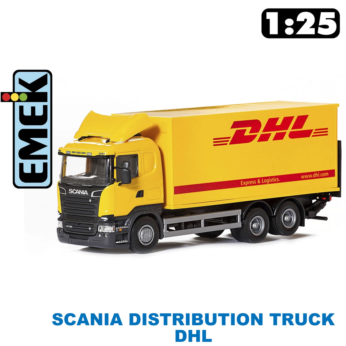 Scania Distribution Truck DHL -  Toy Truck - 1:25 | EMEK | 75-8950-90