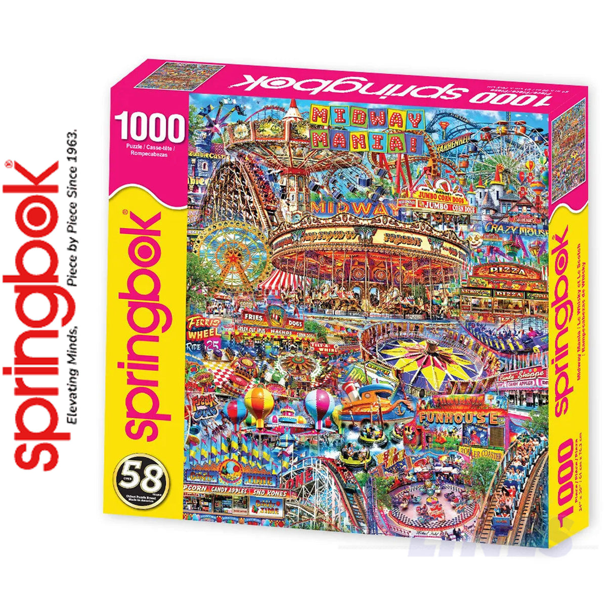 MIDWAY MANIA 1000 pc Funfair SPRINGBOK Jigsaw Puzzle Random Cut Super Deluxe