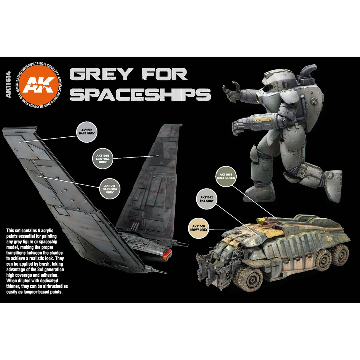 Grey for Spaceships - 3G Acrylic Paint x 6  | AK interactive | AK11614