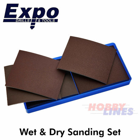 WET & DRY SANDING Set 10 Asstd 120x100mm pads Abrasives pack Expo Tools 70250