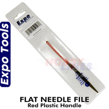 Load image into Gallery viewer, NEEDLE FILE FLAT with Red Plastic Handle overall 5.5&quot; Expo Tools 72521
