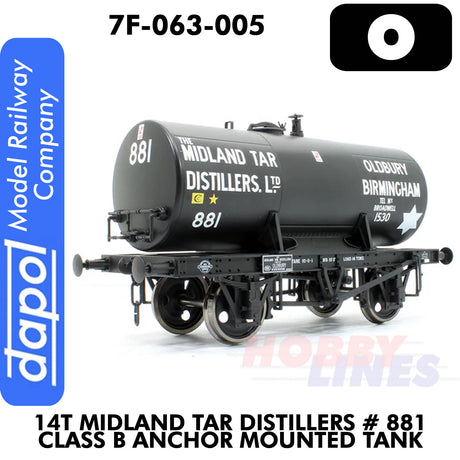 14T Midland Tar Distillers #881 Class B Anchor Mounted Tank |  Dapol | 7F-063-005
