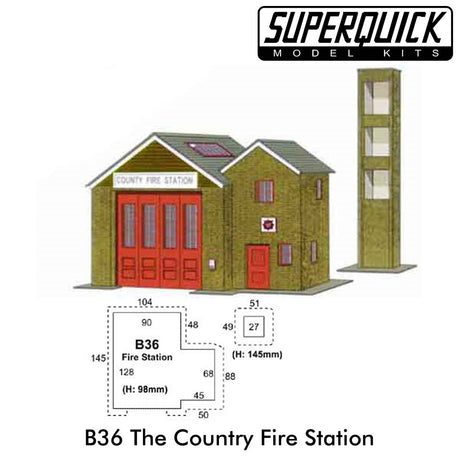 COUNTRY FIRE STATION 1:72 OO HO Gauge Railways Building Series B B36 SuperQuick
