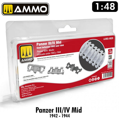 PANZER III/IV 1942-44 tank track 3D printed HiQ resin detail 1:48 | Ammo by Mig Jiminez 