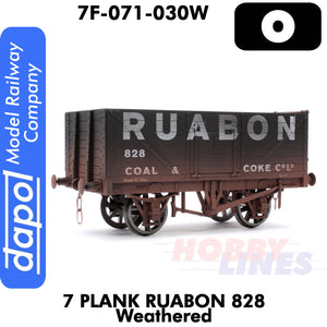 7 Plank Wagon RUABON 828 Weathered 1:43 O gauge Dapol 7F-071-030W