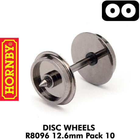  OO Gauge Disc Wheels & Axels 12.6mm - 10 Pack | Hornby | R8096